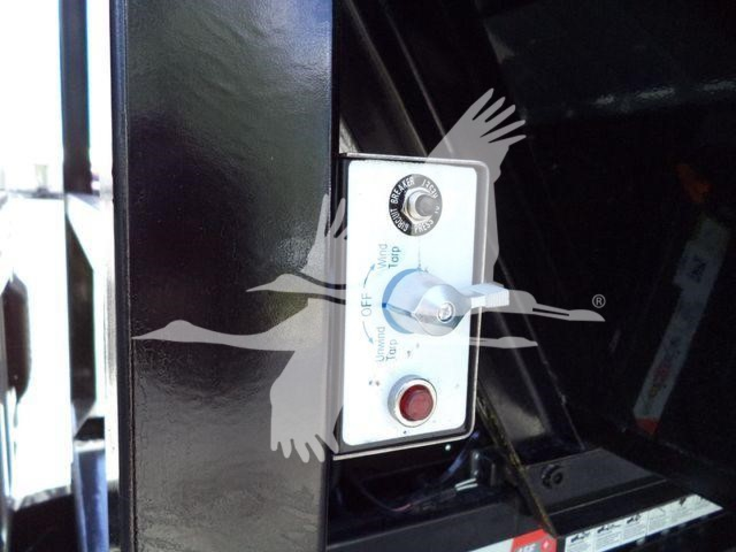 Ram 5500HD engine bay showing switch panel with OFF/ON and red push button, close-up view