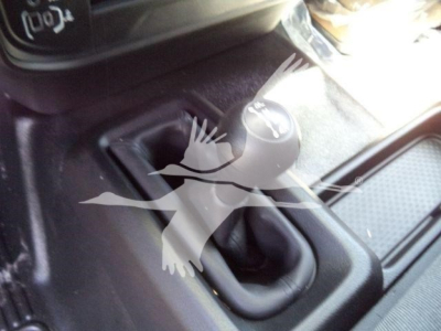 Ram 5500 interior showing gear shifter area with surrounding center console, no visible branding text.