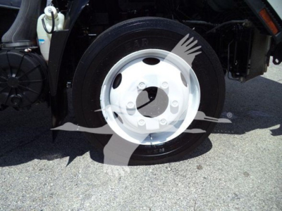 Isuzu NPR HD truck front wheel/tyre and wheel well visible