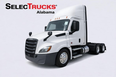 Freightliner Cascadia 126 day cab truck shown in side-angle view with SelecTrucks Alabama logo.