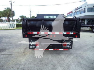 Dump truck bed of a 2018 Ford F550 XL rear view showing dump bed and taillights.
