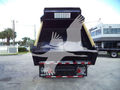 Dump truck bed of a 2018 Ford F550 XL with rear view, showing the dump box and taillights; stock and VIN not visible clearly.