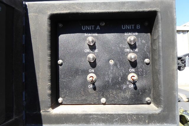 Panel labeled UNIT A and UNIT B with status indicators ON LINE and ON/OFF switches.