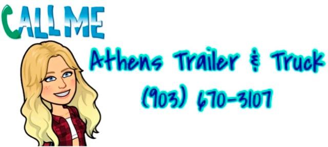 No visible technical labels or equipment in the image; advertisement banner for Athens Trailer & Truck with cartoon woman and contact number.