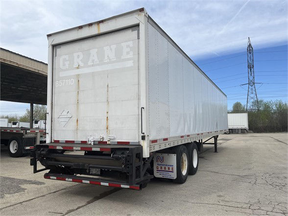 Trailer rear view showing Grane branding on Wabash dry van trailer with stock number 857110.