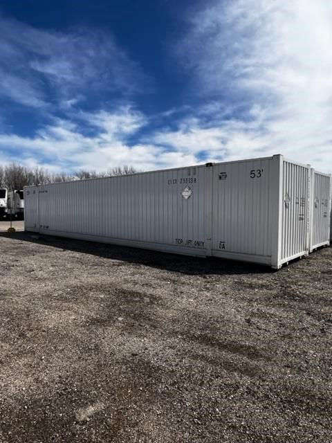 53' CIMC intermodal dry container with serial markings and '53'' height, label text on side.