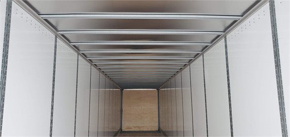 Vanguard VXP dry van trailer interior view showing aluminum sidewalls and ceiling ribs, empty cargo space.