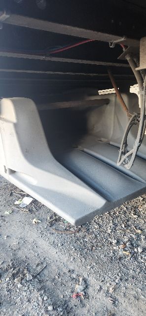 Trailer side panel and interior frame of a 2014 Wabash dry van trailer showing exterior casing and internal hardware.