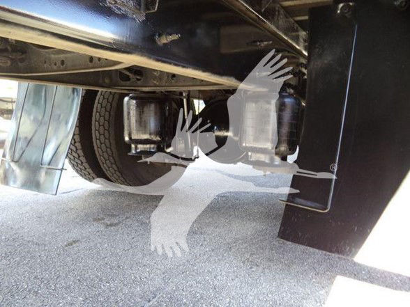 Undertruck view of 2019 International DURASTAR 4300 showing rear axle and dual wheels with undercarriage components.