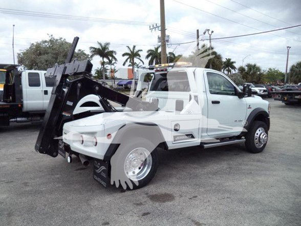 Tow truck: 2024 Ram 4500 SLT with bed wrecker equipment. Visible text includes VIN 3C7WRLAL4RG398304 on listing, stock J98304, category Tow, type Trucks, new/used New.