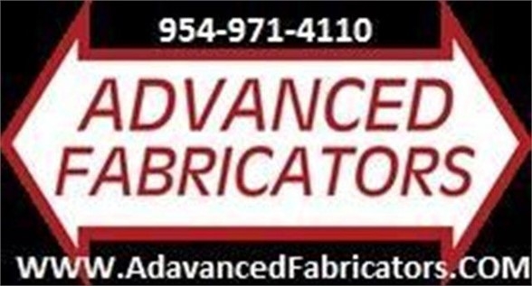 Advanced Fabricators logo with phone number 954-971-4110 and website www.AdvancedFabricators.COM