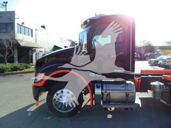Kenworth T280 truck side view with overlay watermark; fuel tank, wheel, and cab visible.