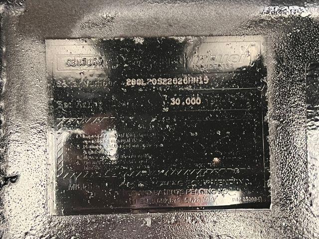 Identification plate with manufacturer and serial numbers; reads model/weight data and rating. Plate shows embossed text with numbers like 30,000 maybe indicating weight.