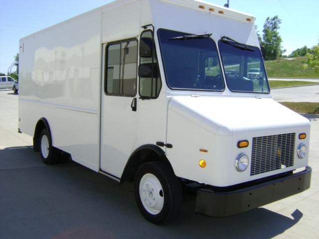 2007 Freightliner MT45 step van with white exterior, large rectangular windshield, side mirrors, and black front bumper. Stock number MAG64284 not visible in image.