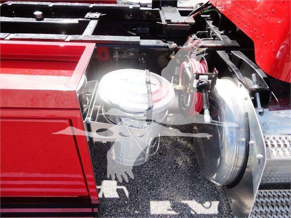 Peterbilt 337 truck front section with fuel filter and adjacent components near the frame cutout.