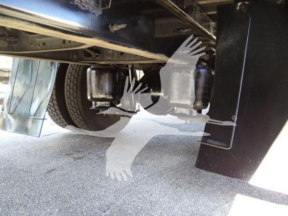 Undertruck view of 2019 International DURASTAR 4300 showing rear dual wheels and undercarriage components.