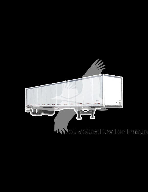 Trailmobile plate van trailer silhouette with white color, side view, standard configuration.