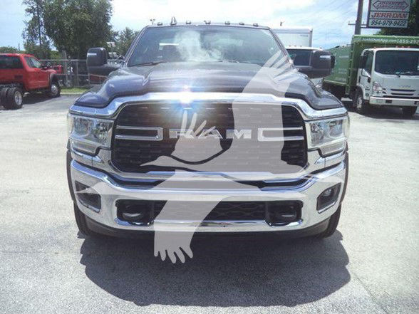 Front view of a 2024 Ram 5500 SLT truck with large grille, chrome bumper, and RAM emblem visible; watermark overlay on image.