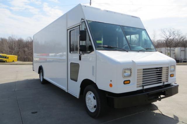 Ford F59 step van in white, front three-quarter view, stock number New11120, box truck body, no visible branding.