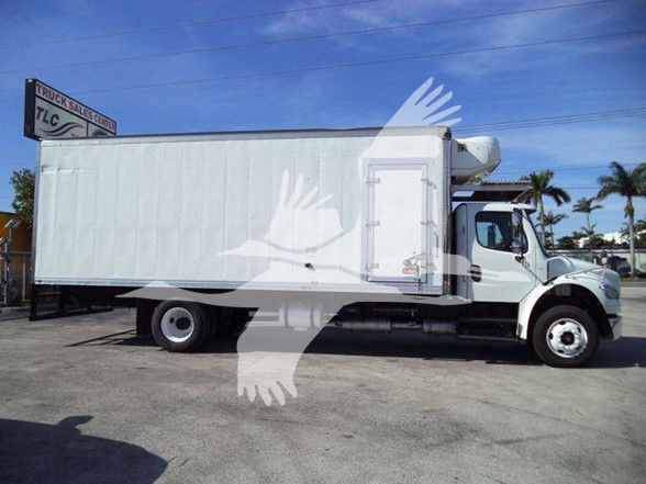 2016 Isuzu or Freightliner-style box truck with refrigerated cargo area showing side view and cab; stock number 24016R not visible text on image