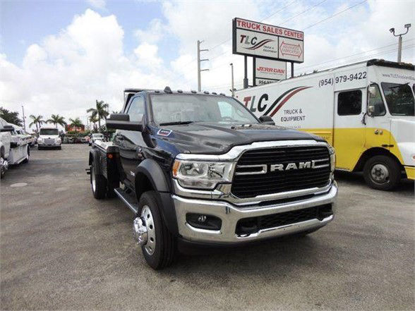 Ram 4500 front view in tow configuration with dual rear wheels and chrome grille.