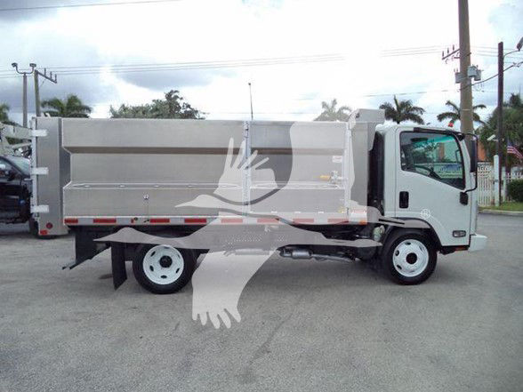 2017 Chevrolet W4500 dump truck side view showing dump bed and cab with white color and brand emblem.